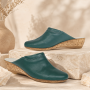 Saboti dama verzi din piele naturala cu talpa tip pana si design slip-on TEA5V